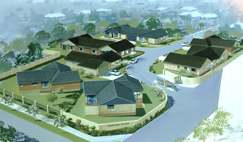 Kingdom Group designs it's gated community villages to blend in annd work with natural surroundings, with maintained landscaped sections.